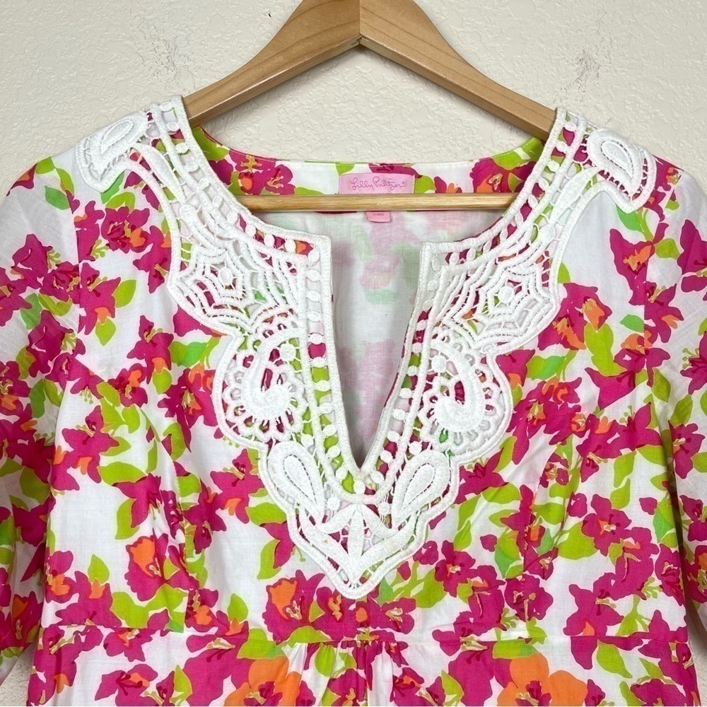 Lilly Pulitzer Falling For You Floral Multicolor Short Sleeve Dress Size 6 - Picture 3 of 12
